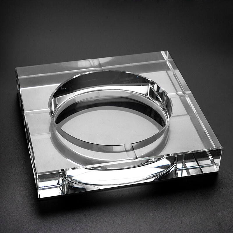 侑家良品 大号水晶烟灰缸创意个性玻璃烟灰缸15cm办公室客厅高端烟缸