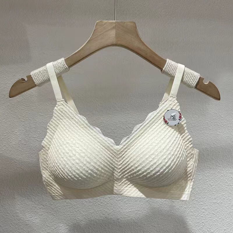 胸聚拢防下垂亲肤舒适薄款无钢圈 奶白色【吊带款】 m码【32/70abc】