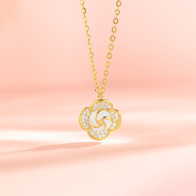 周六福（ZLF）新年礼物 S925银饰项链女玫瑰花吊坠月光小众轻奢链坠送礼 链坠链长40+5cm