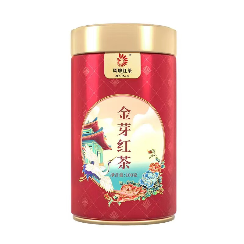 凤牌红茶 金芽工夫红茶 特级凤庆滇红茶老字号 罐装茶叶 100g 单罐