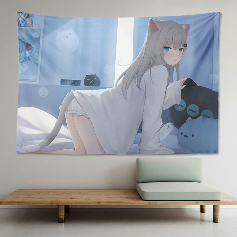 遥绾惜挂布动漫 猫羽雫背景布甘城老师猫耳女孩猫娘挂毯学生宿舍 浅