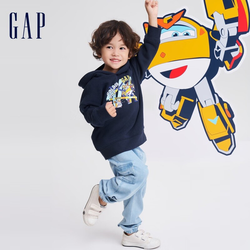 Gap【超级飞侠联名】Gap男幼童秋季连帽衫卫衣766109儿童装 藏蓝色 110cm(5岁)