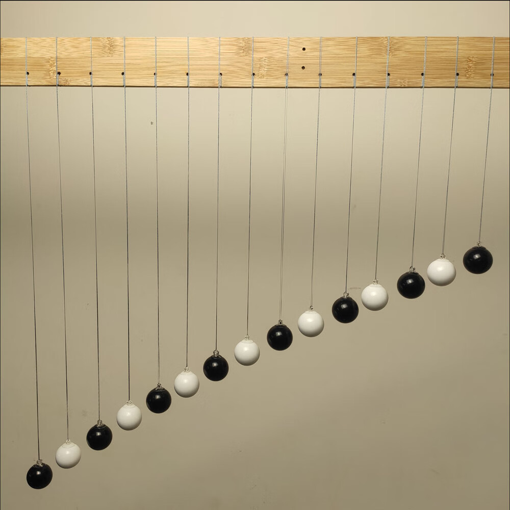 霜魄单摆波彩色球15个球彩色蛇形摆玩具益智科学小实验子互动水晶挂球