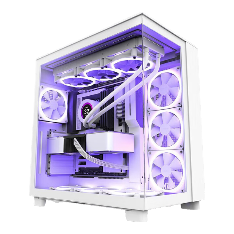 NZXT恩杰H9Flow雙腔中塔電腦機(jī)箱電競(jìng)游戲海景房機(jī)箱水冷臺(tái)式機(jī)主機(jī)箱ATX白色(支持360水冷/Type-c） H9 Flow 白色+棱鏡7PRO ARGB*7