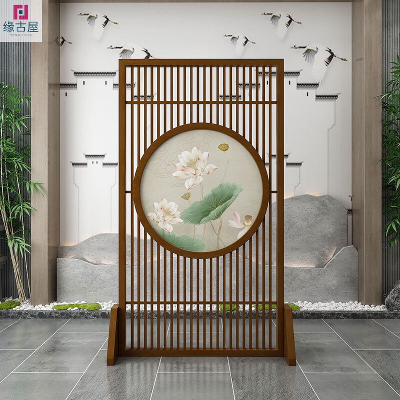 古屋新中式实木屏风隔断正对入户门遮挡客厅办公室卫生间对门风水玄关