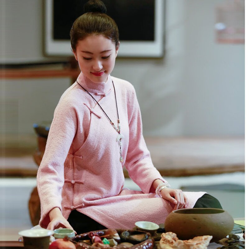 霜汐居士服女佛教衣服棉麻秋冬新中式茶艺师工作服禅意中国风中式汉服