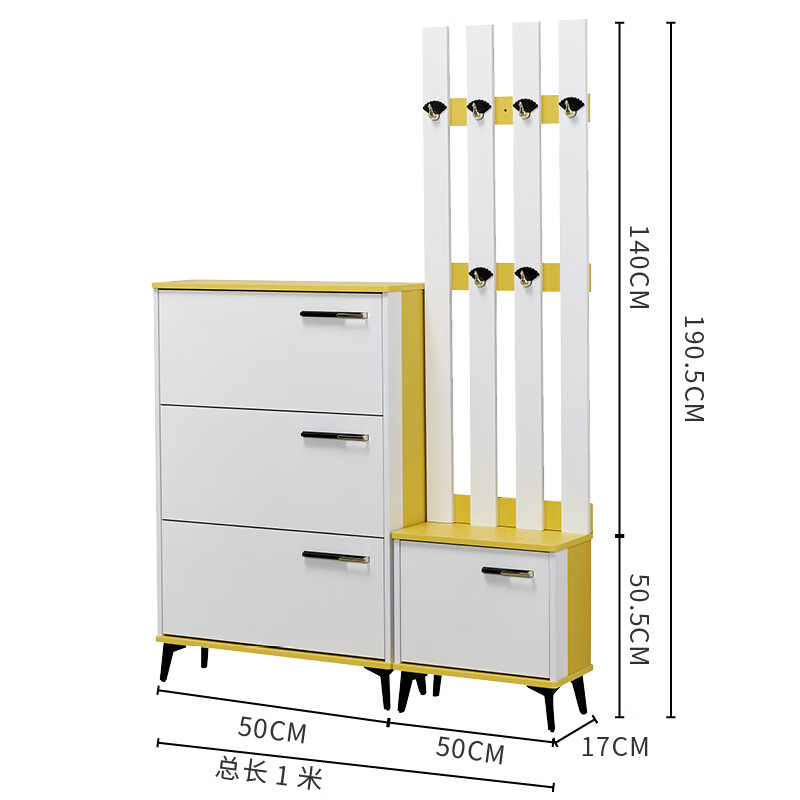 渺帆走廊鞋柜带凳子美式衣帽架一体门口翻斗可坐式窄入户家用意式 17