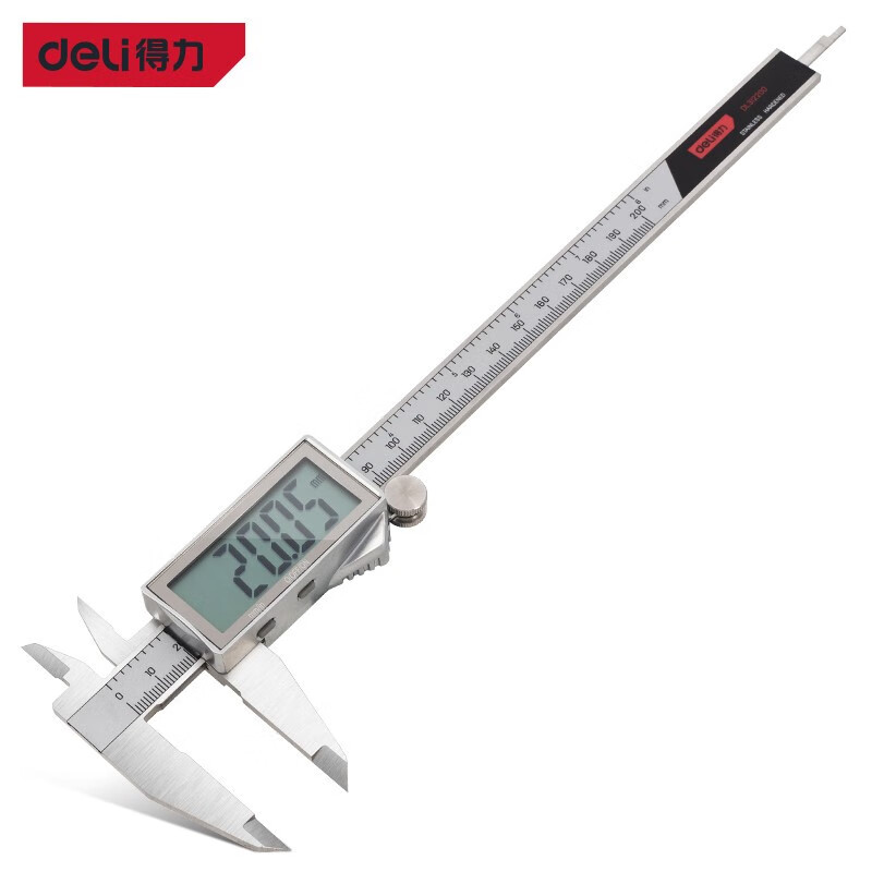 得力(deli)高精度大屏专业级金属罩壳电子数显游标卡尺 数显卡尺0-150mm 200mm数显卡尺 DL312200