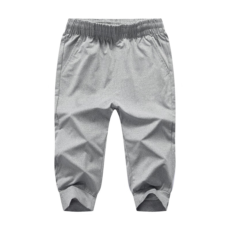 夏季男士大码运动休闲短裤男纯色七分裤 灰色 L