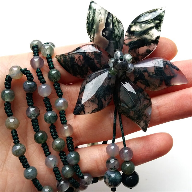 碧凤阁 水草玛瑙花朵项链吊坠 男女玉髓树叶毛衣链 树叶花朵