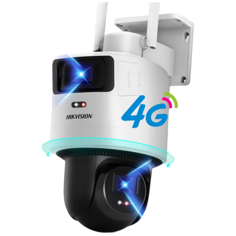 PLUS会员: HIKVISION海康威视 4g摄像头 终身免流监控器 双摄600万 全彩夜视360度全景无死角 送32G内存卡