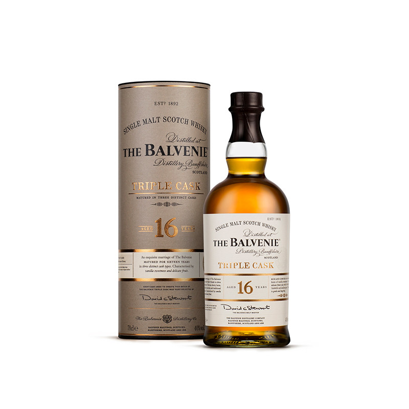 百富(balvenie) 16年 三桶 单一麦芽 40%vol 700ml 苏格兰威士忌 原装