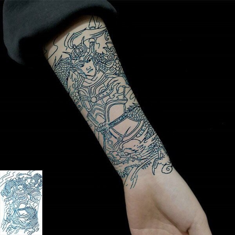 vieruodis吕布花臂小腿战神战马赵子龙赵云霸气纹身贴防水男仿真款