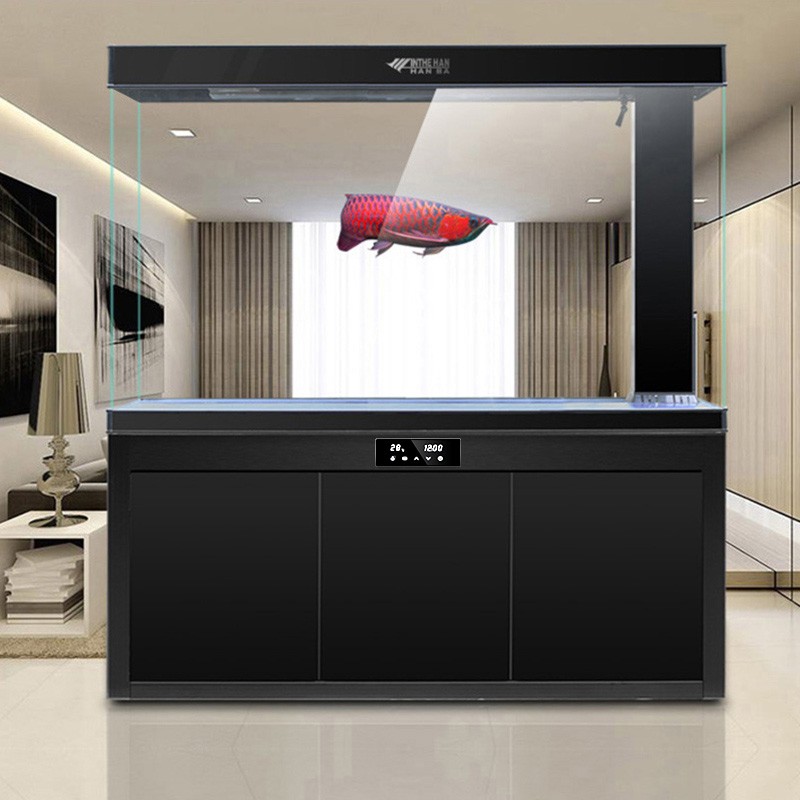 汉霸 超白玻璃生态底滤鱼缸 屏风款0.8米长x40cm宽x153cm高 客厅家用智能懒人鱼缸