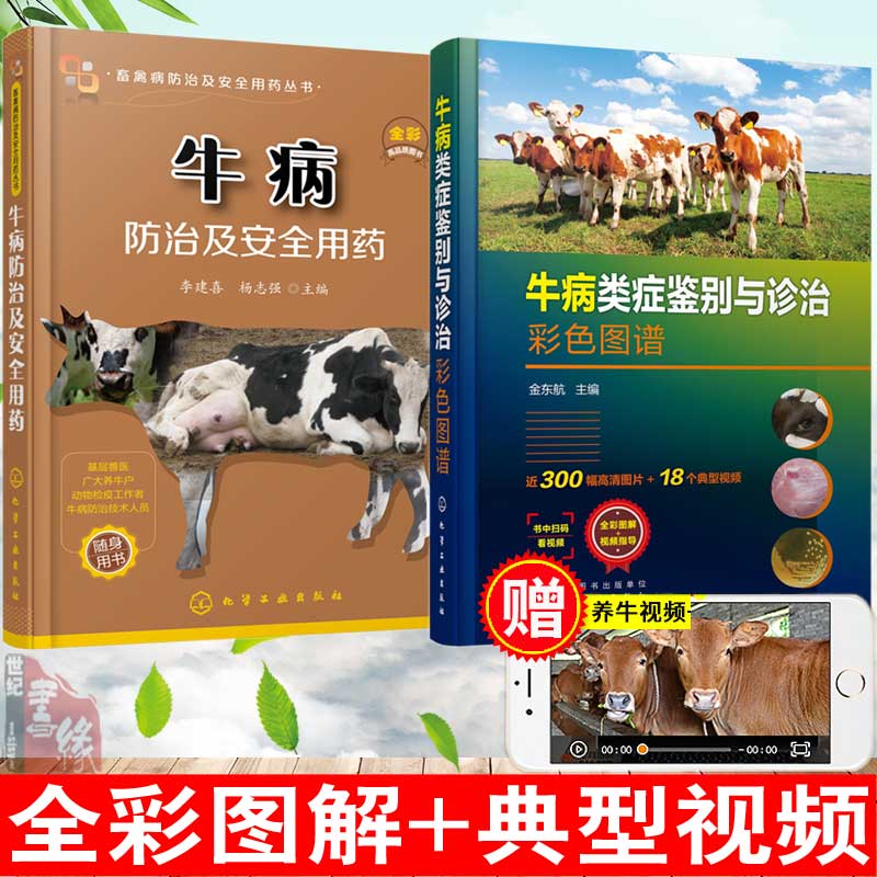 【全2册】养牛技术书籍牛病防治及安全用药+牛病类症鉴别与诊治彩色图谱 牛病诊断牛病治疗全书兽医书籍大全肉牛养殖技术兽医手册