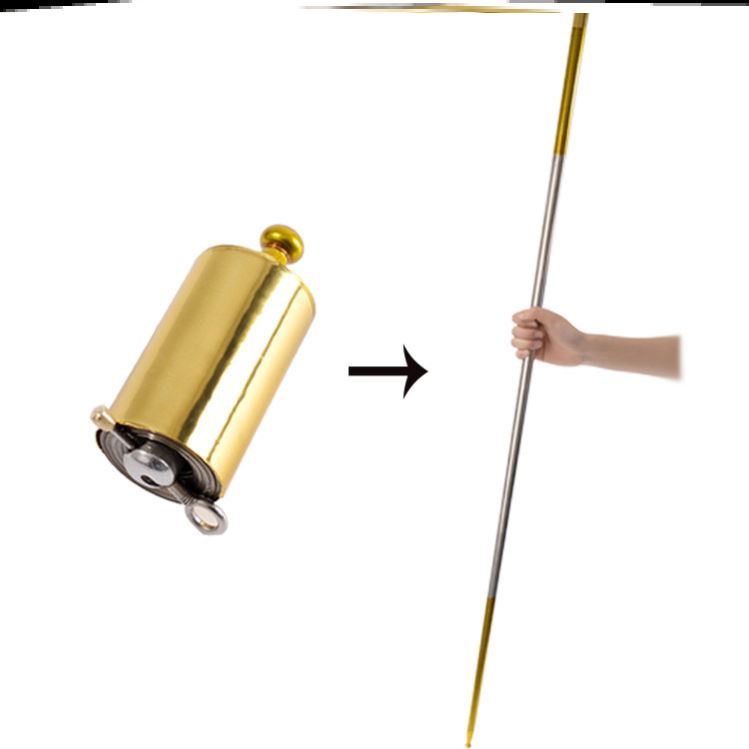 防身棍伸缩金箍棒钢弹棒魔术棒伸缩棒道具2头金中间银金属 o15-银色1.