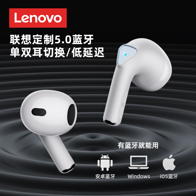 联想（Lenovo） lp80蓝牙耳机真无线半入耳式降噪男女生款双耳运动适用苹果安卓华为小米oppo 【顶配版】典雅白|无感佩戴|续航5小时|高清通话