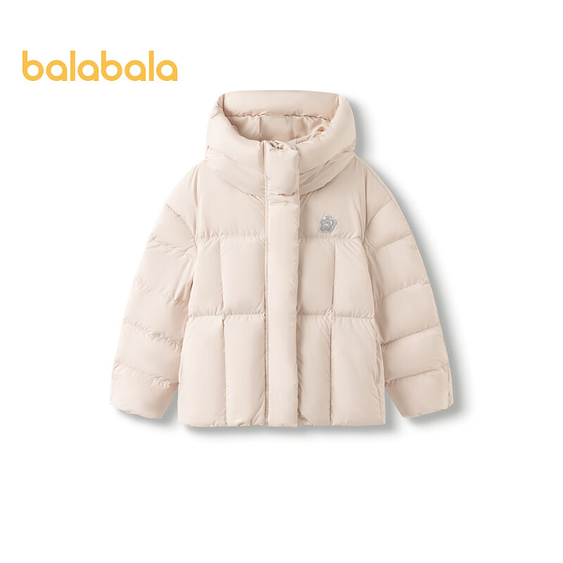 巴拉巴拉女童儿童羽绒服冬季短款童装连帽外套时尚舒适三防户外潮 浅卡其50311（白鸭绒） 130 充绒量106g