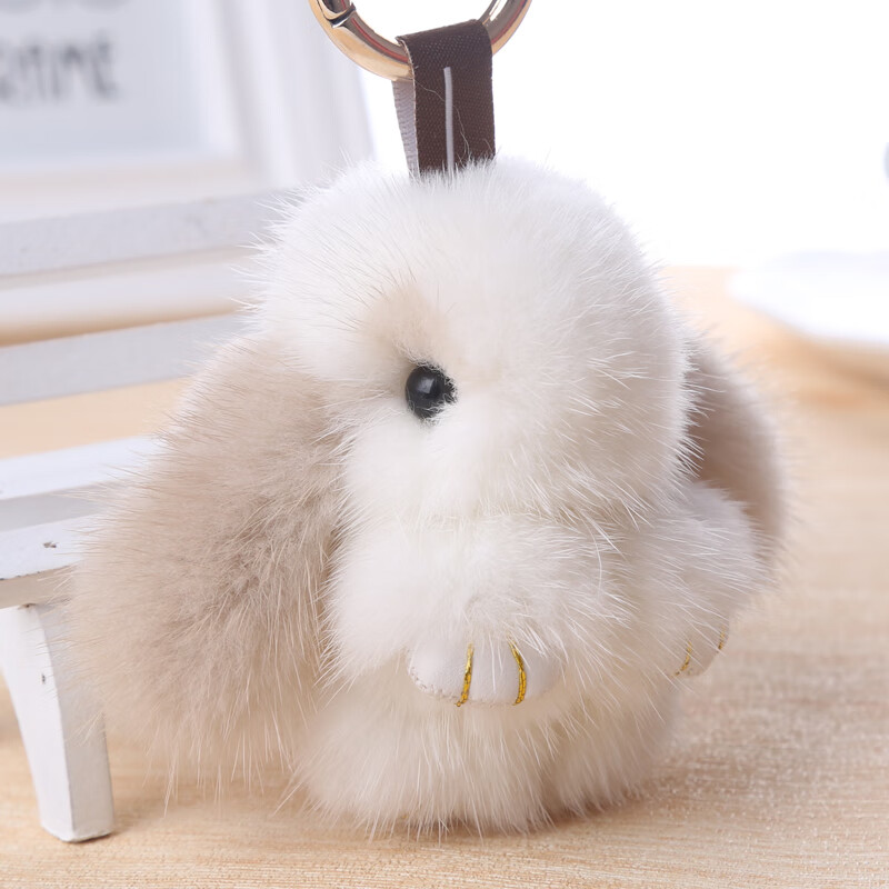 韩国长毛小兔子毛绒玩具垂耳兔公仔装死玩偶兔包挂件手机迷你挂饰 白