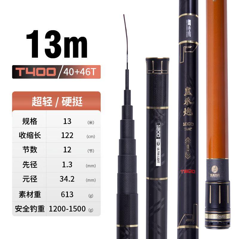 皇禾传统钓长节炮竿皇禾炮t400传统长杆19调14米鱼竿t600炮杆传统竿