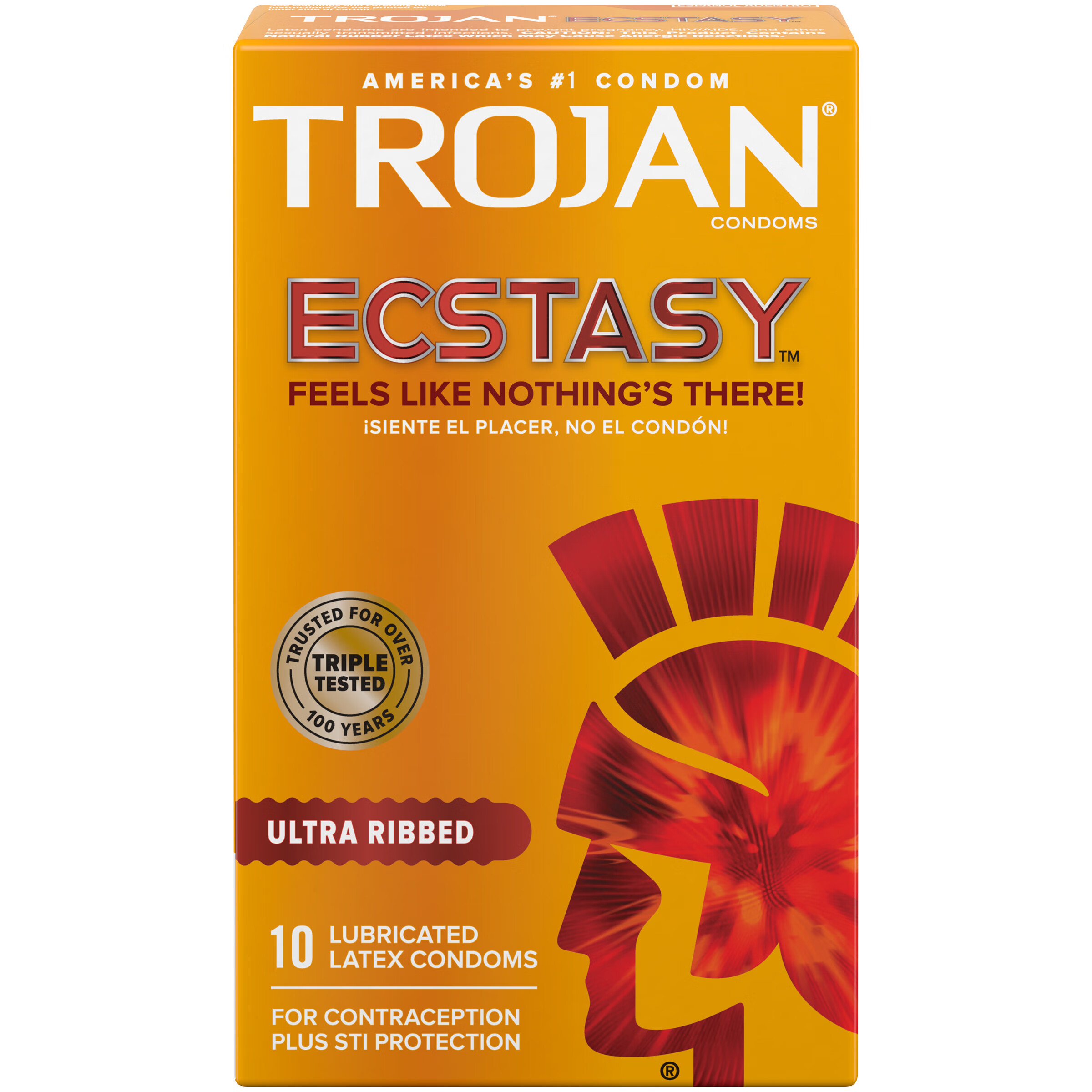 美国trojan ecstasy特大号螺纹避孕套特大码加粗加长安全套75mm 桔色