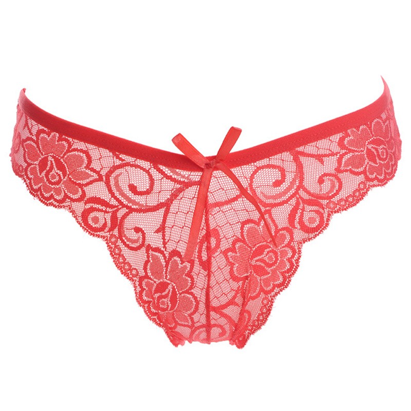 sinihuaji本命年红色女士内裤 女生无痕蕾丝内衣低腰性感三角裤 红色 