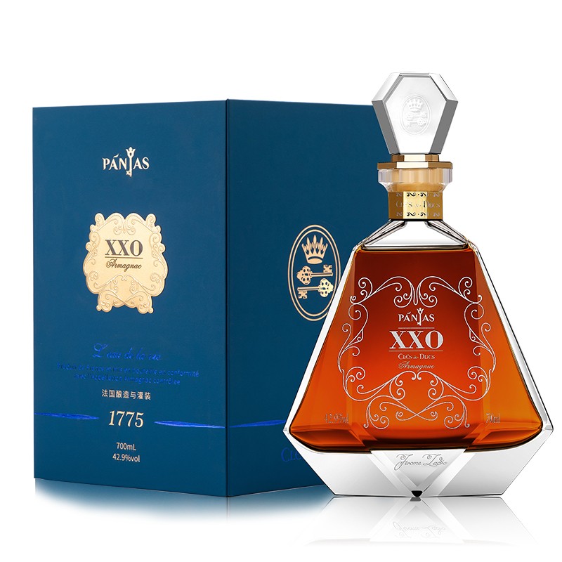 庞雅xxo panjas 法国进口雅文邑(armagnac)xo白兰地礼盒装洋酒 700ml