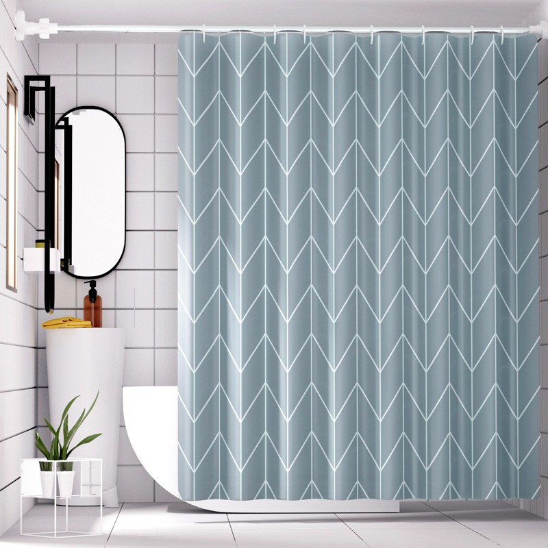 优尊居家浴室防水浴帘布免打孔伸缩杆沐浴间洗澡保暖隔断帘遮挡帘子布