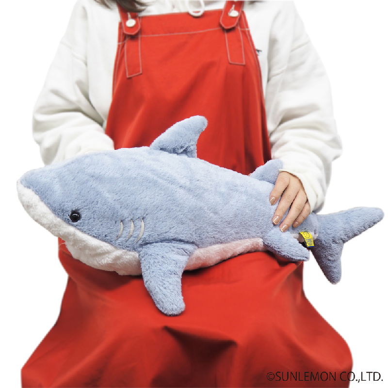 日本进口sunlemon仿真鲨鱼公仔毛绒玩具安抚睡觉生日礼物 P-6532
