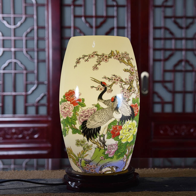 仿古燈中式古典臺燈 現(xiàn)代中式燈具景德鎮(zhèn)薄胎陶瓷臺燈復古典床頭燈青花瓷粉彩陶瓷臺燈px 粉紅色 福壽圖 按鈕開關