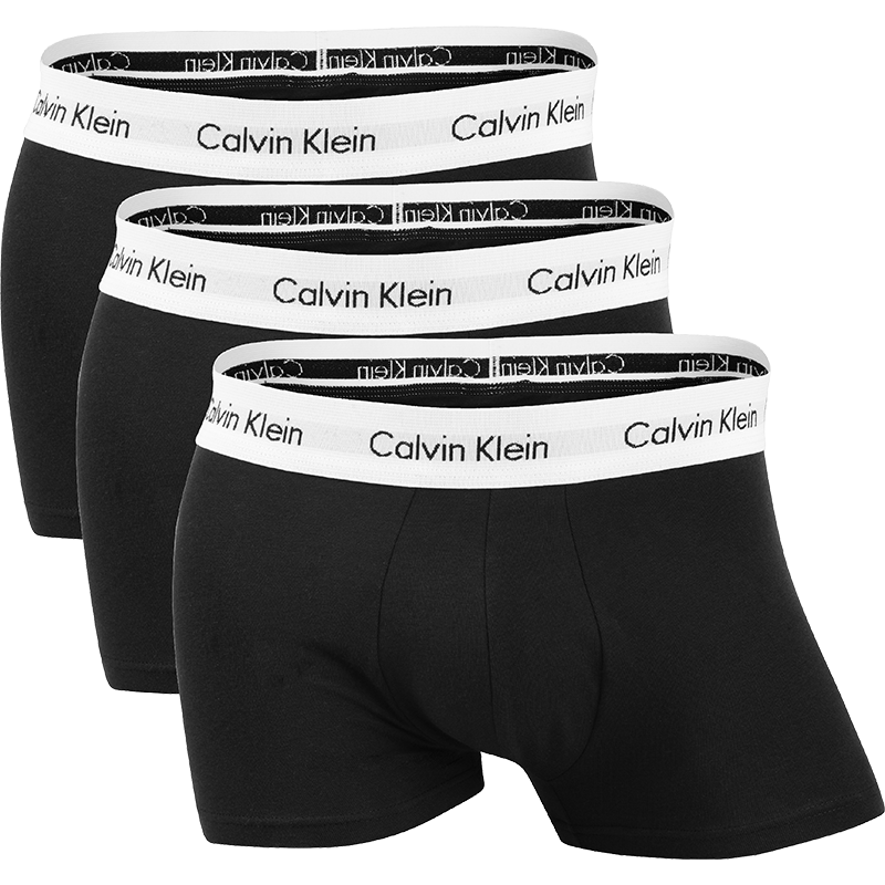 卡尔文·克莱恩（Calvin Klein） CK内裤男士内裤平角裤3条装98006 情人节礼物送男友 黑色 L