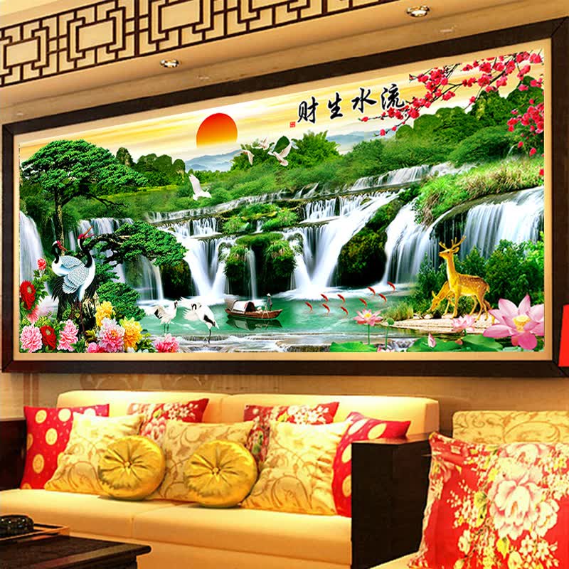 奈思十字绣2023新款绣客厅线绣家用大幅大气风景画迎客松 【小版】145