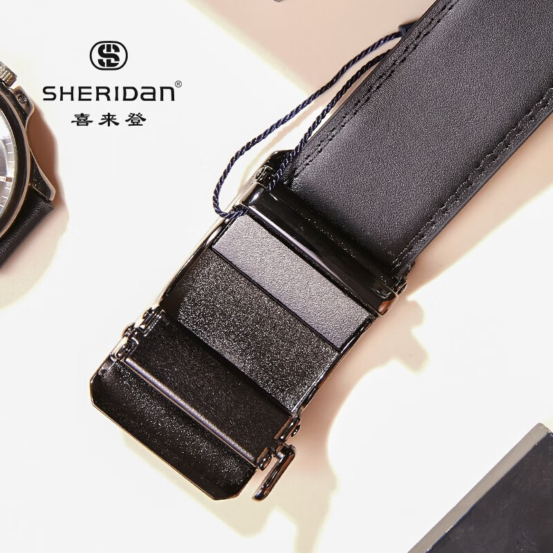 喜来登（SHERIDAN）新款 男士牛皮自动扣腰带 时尚商务裤带 生日礼物 礼盒装 SH521565S