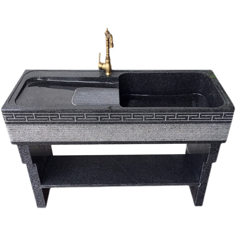 洗手盆石头双盆带搓衣板洗衣池户外庭院一体花园室外水槽双池洗手台