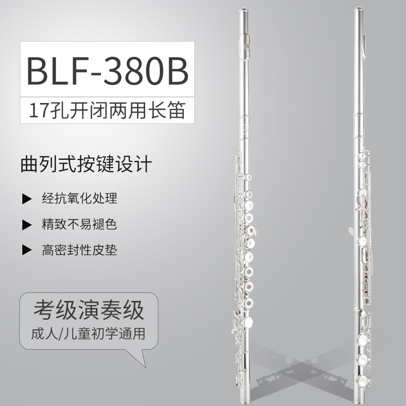 法国Blanche（布兰琪）长笛16孔17孔开闭两用E键C调镀银西洋管乐器 学生初学考级专业演奏 17孔开闭孔镀银【雅马哈同款】