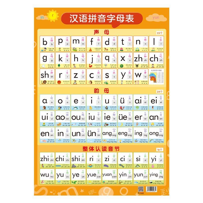 凯翌美汉语拼音字母挂图墙贴幼儿园中班大班一年级早教声母韵母神器 