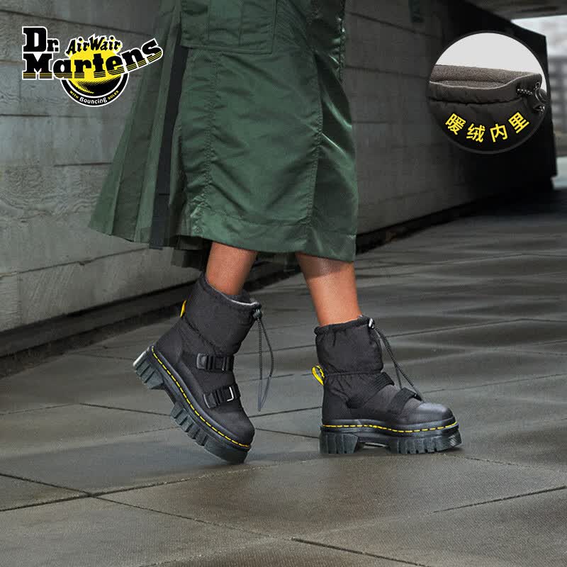 马丁博士（Dr.Martens）Audrick Padded Lo女保暖雪地靴马丁靴 黑色 37