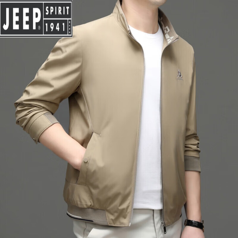 吉普(jeep)立领夹克男品牌男士外套春秋季新款商务休闲上衣服中年爸爸