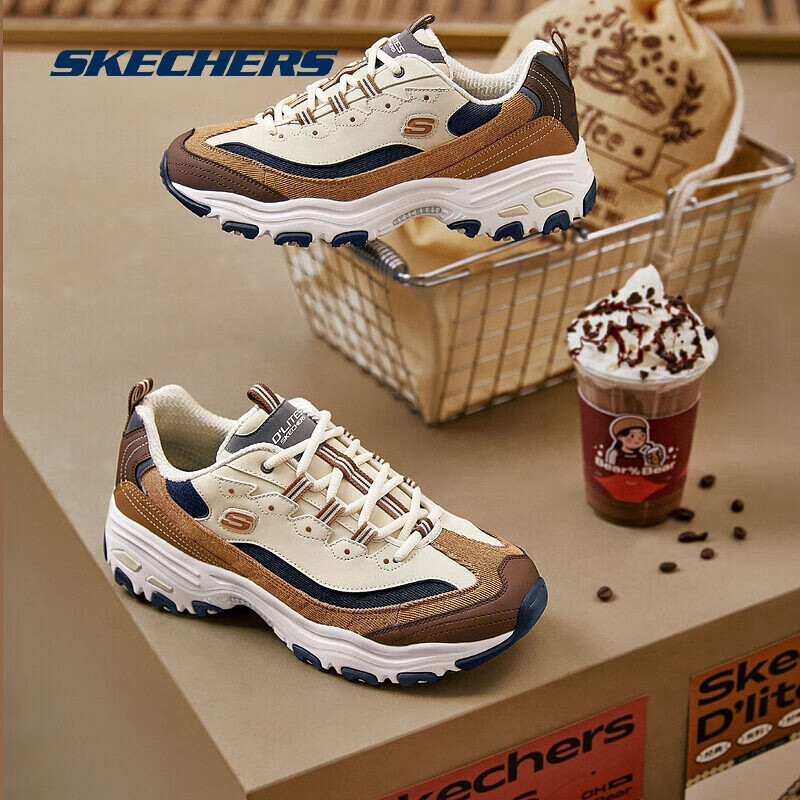 斯凯奇奶茶熊2.0丨男女鞋灯芯绒拼接厚底老爹鞋237153