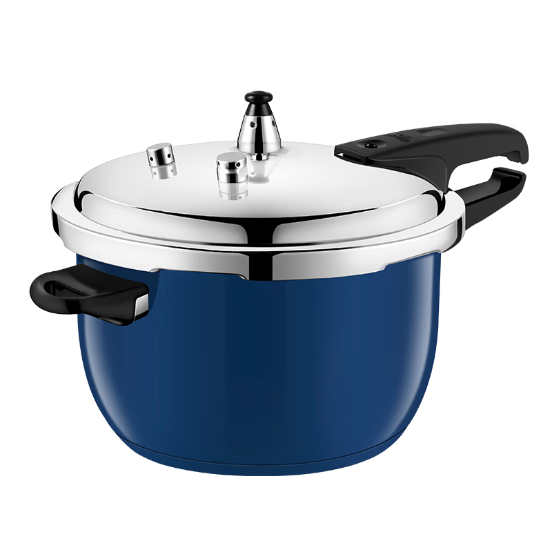 【稳定价格】推荐“双喜”304不锈钢高压锅，多彩宝石蓝色设计，易洗易用、安全耐用