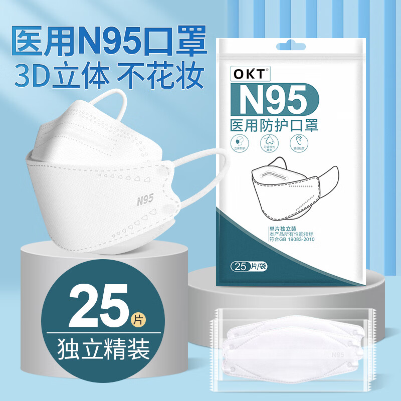 n95医用防护口罩柳叶形一次性级别医护正规3d立体鱼嘴 n95医用防护