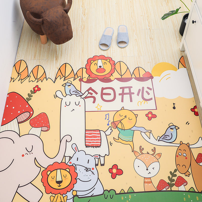 卡通进门家用地垫可擦免洗门垫可裁剪防滑脚垫 好开心呀-横版【皮革】