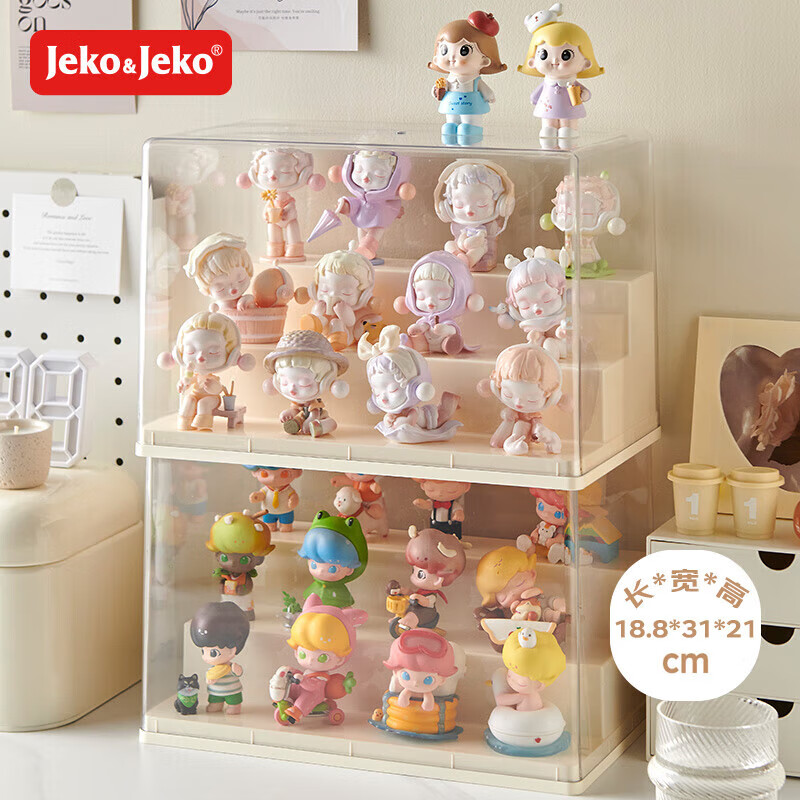 JEKO&JEKO盲盒展示盒分层透明亚克力手办收纳盒泡泡玛特玩具展示架三层阶梯