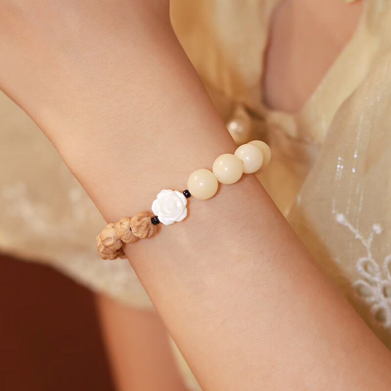 甄祥 浮生花天然百香籽白玉菩提双圈手串新中式文玩手链国风设计女