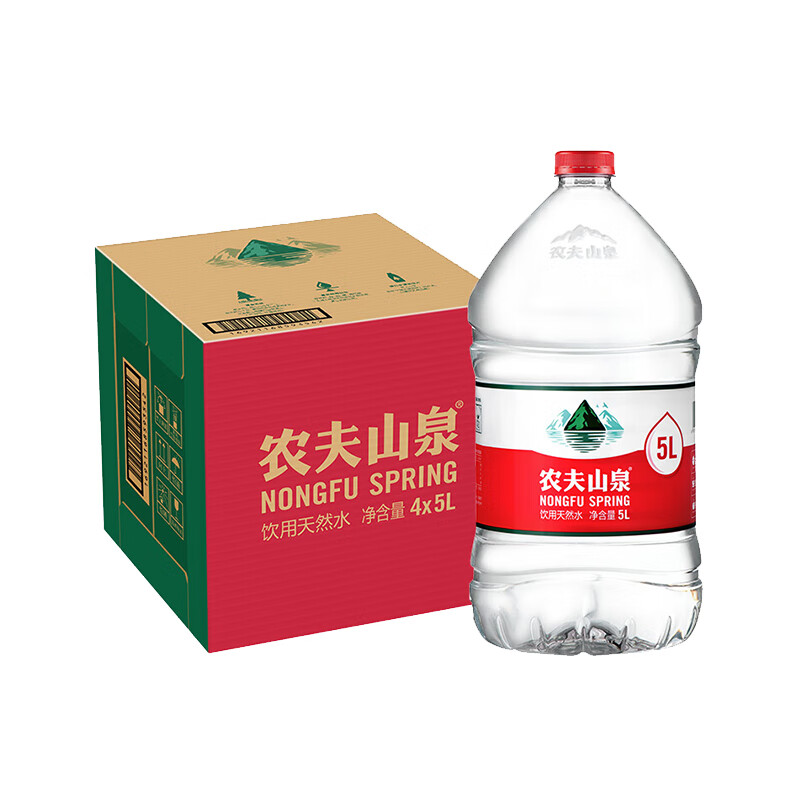 农夫山泉天然水5L*4桶 家庭大桶装水 弱碱性水 整箱装 家庭饮用水 泡茶水 5L*4桶（纸箱塑膜随机发货）