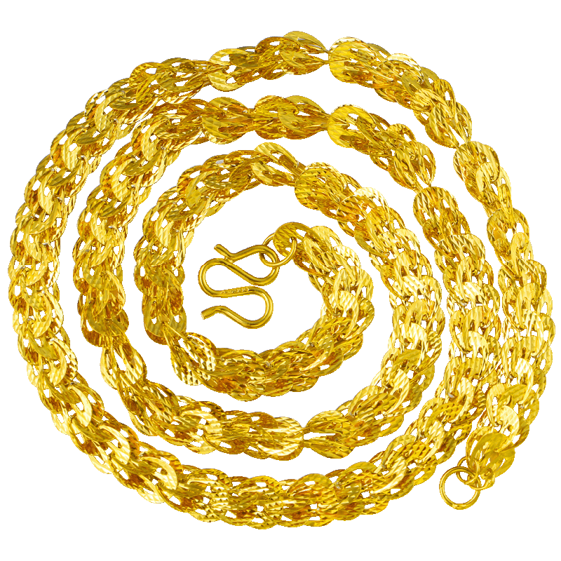 千影珠寶黃金項鏈女款9999足金鏈子鳳尾鏈媽媽真金素鏈年輕人加粗按克 重7.26-7.5(含工費25)長47-49