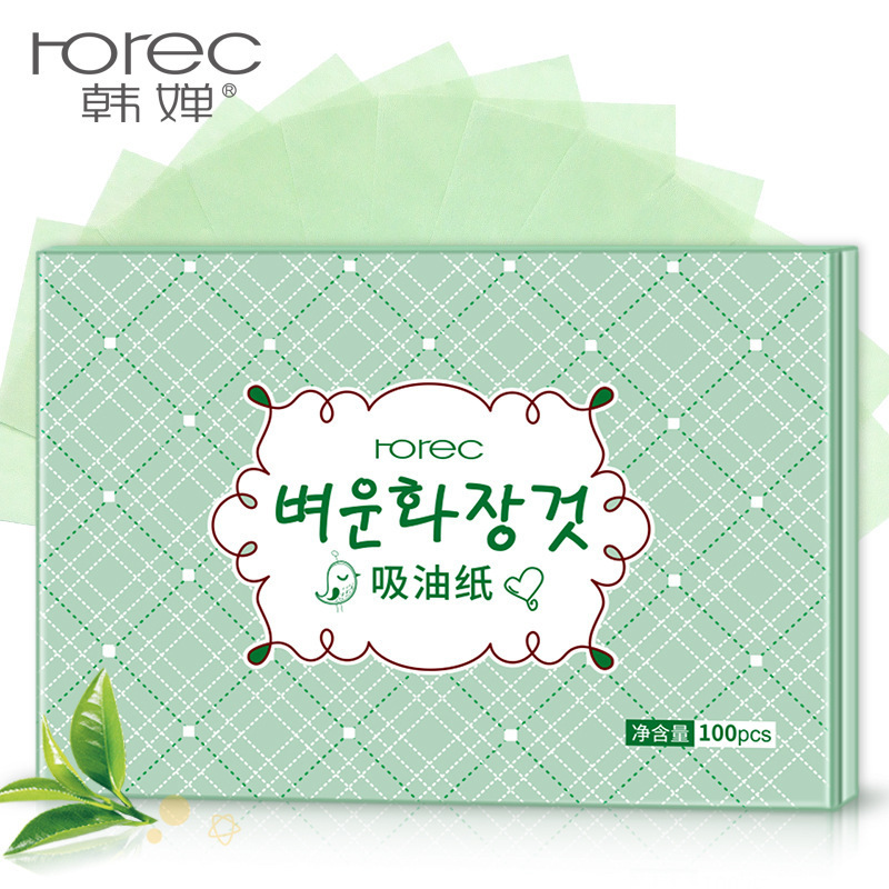 韩婵清透洁净吸油纸清爽舒适吸油吸汗 面部面纸美容化妆工具 100枚