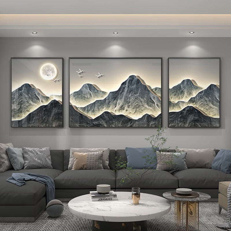 柳棠居客厅装饰画现代简约背有靠山挂画电视背景墙画高级2024新款