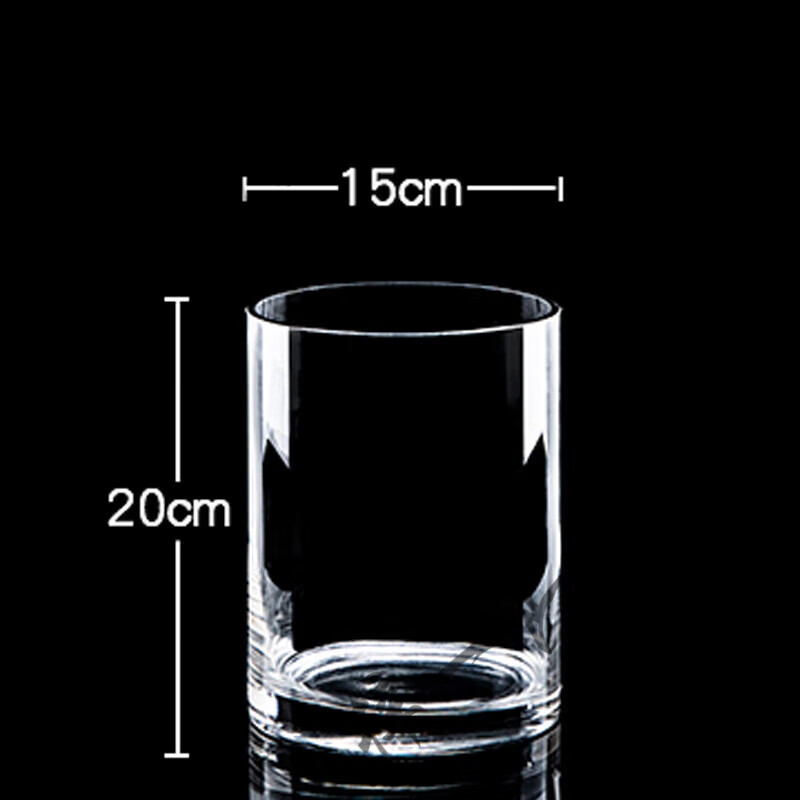 玻璃花瓶大号创意加厚直筒鱼缸圆柱形大号客厅落地水培透明玻璃摆 口径15cm_高度20cm(电炉一级)