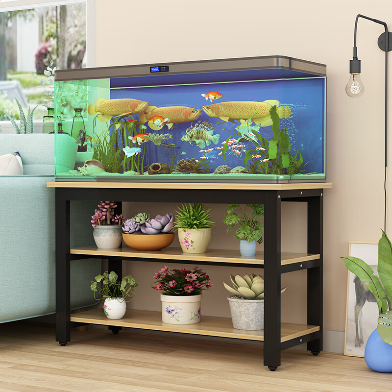 鱼缸架子钢木鱼缸底柜龟缸架金属底座底柜鱼缸桌子简约鱼缸柜 3层长70*宽40*高70